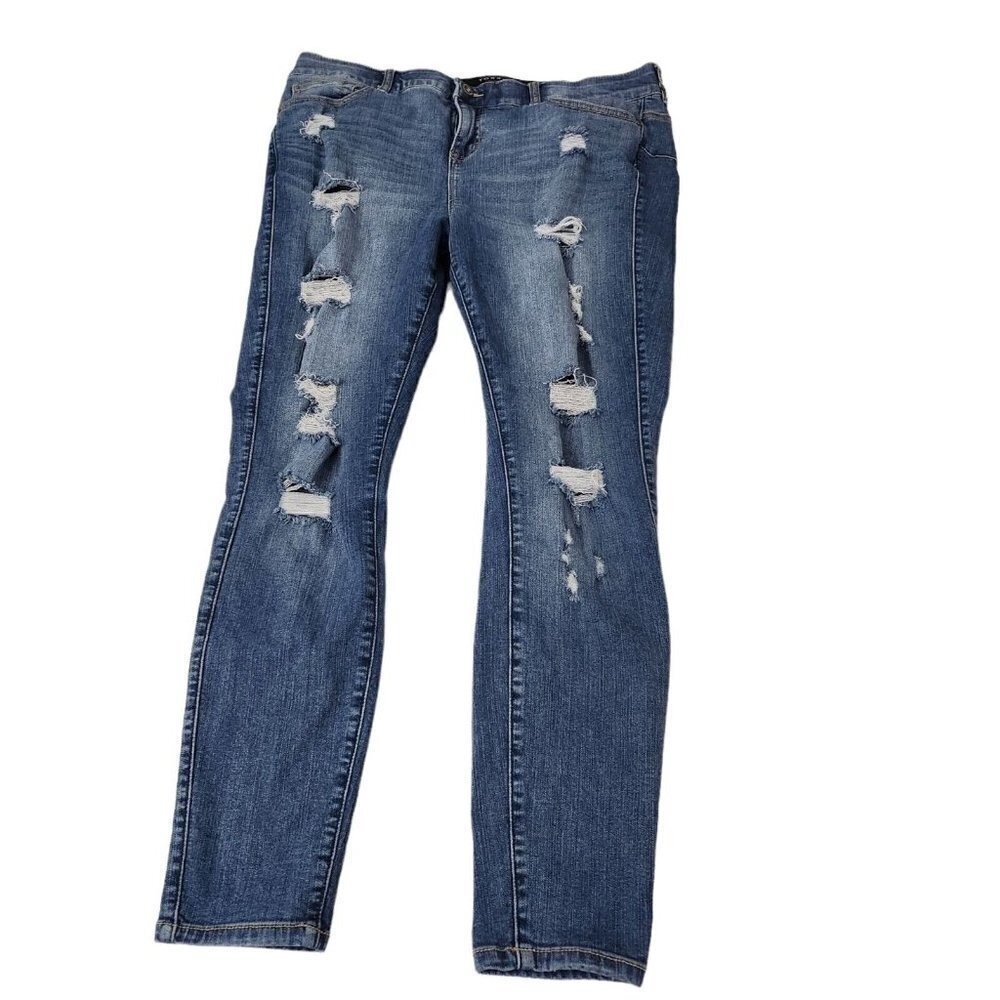Torrid Bombshell Jeans 16 Blue Skinny Distressed High-Rise Stretch Medium Wash